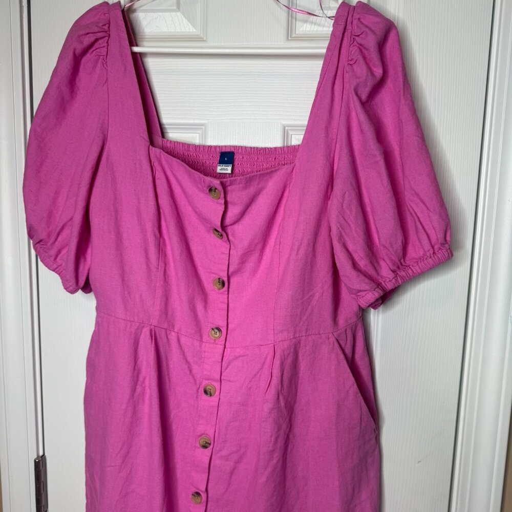 Old Navy Pink Linen dress size L with pockets